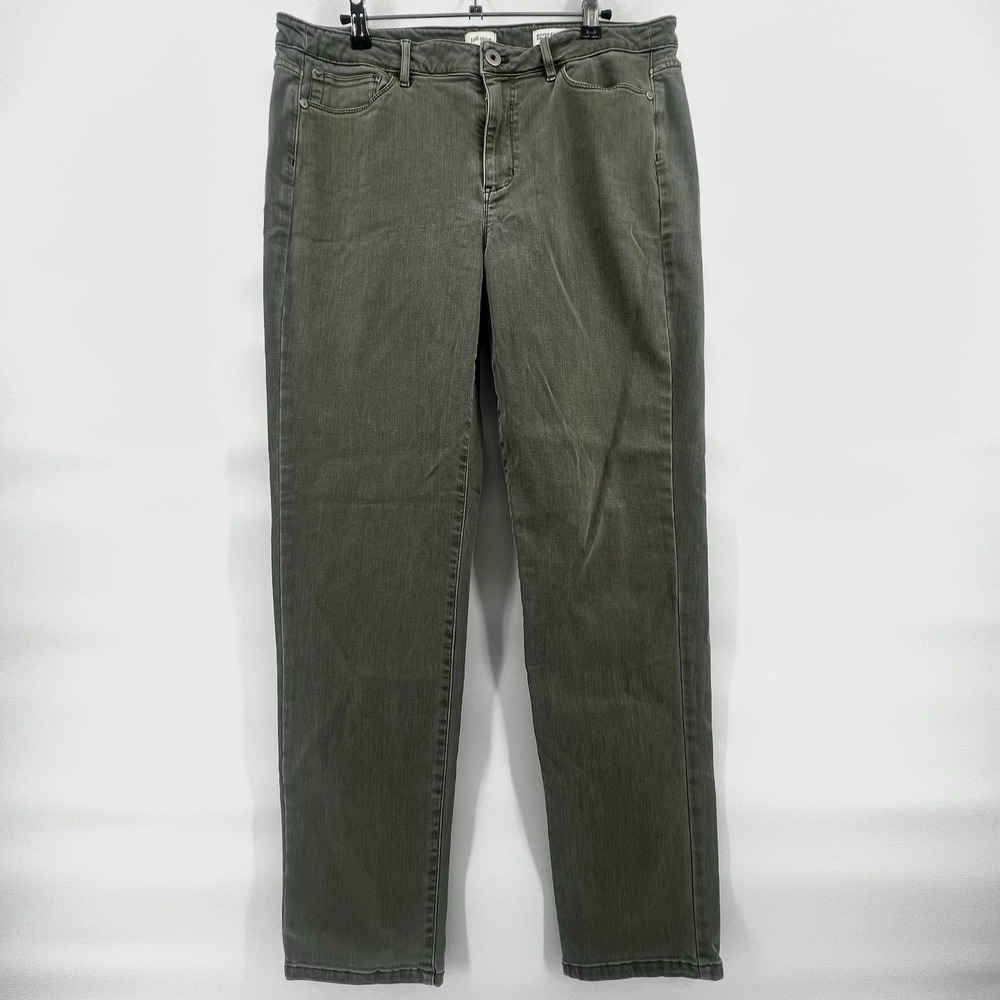 J.Jill Boyfriend Jeans Womens 14 Light Green Stretch Straight Ankle Denim